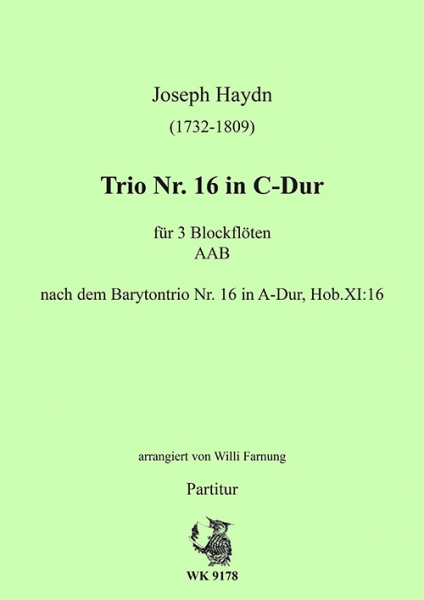 Haydn, Joseph - Trio Nr. 16 in C-Dur  für 3 Blockflöten (AAB)